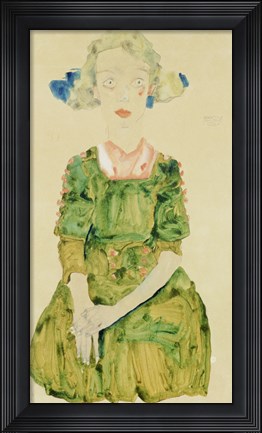 Framed Young Girl With Blue Ribbon, 1911 Print