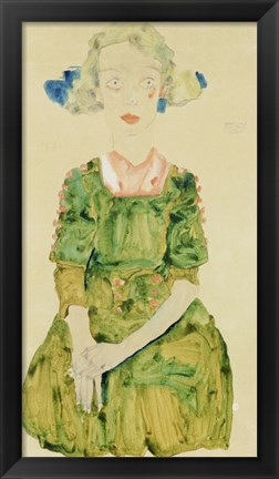 Framed Young Girl With Blue Ribbon, 1911 Print