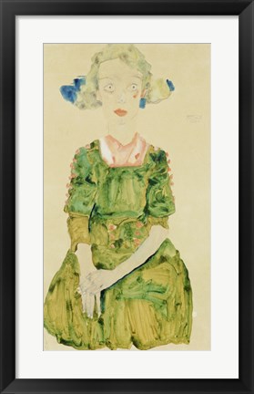 Framed Young Girl With Blue Ribbon, 1911 Print