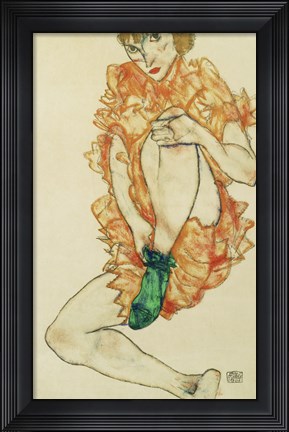 Framed Green Stocking, 1914 Print