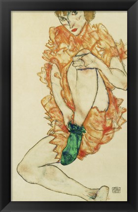 Framed Green Stocking, 1914 Print