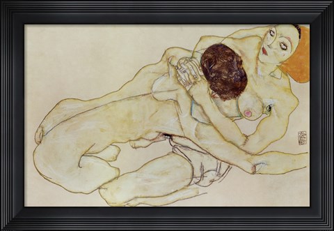 Framed Two Girls (Lovers), 1914 Print