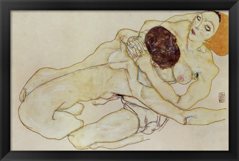 Framed Two Girls (Lovers), 1914 Print