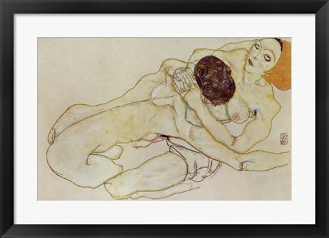 Framed Two Girls (Lovers), 1914 Print