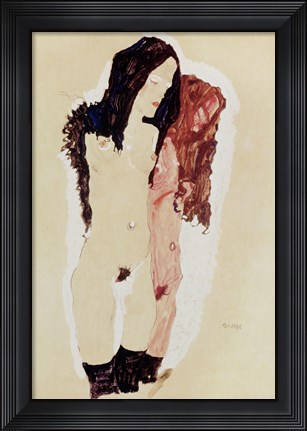 Framed Two Reclining Girls, 1911 Print
