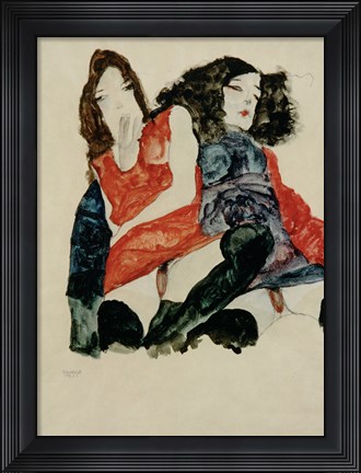 Framed Two Girls, 1911 Print