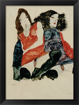 Framed Two Girls, 1911 Print