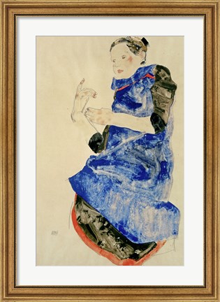 Framed Girl In Blue Apron, 1912 Print
