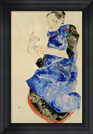 Framed Girl In Blue Apron, 1912 Print