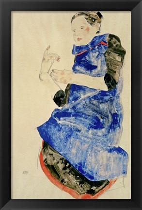 Framed Girl In Blue Apron, 1912 Print