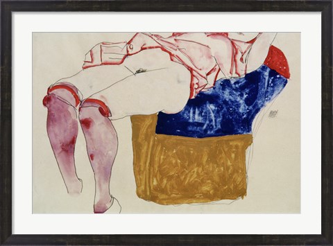 Framed Reclining Woman With Mauve Stockings, 1913 Print