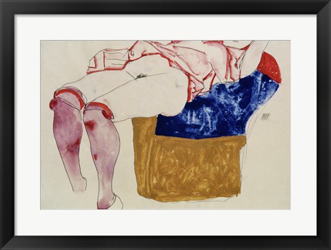 Framed Reclining Woman With Mauve Stockings, 1913 Print