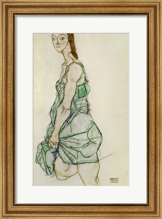 Framed Standing Woman In Green Shirt, 1914 Print