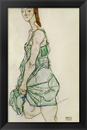 Framed Standing Woman In Green Shirt, 1914 Print