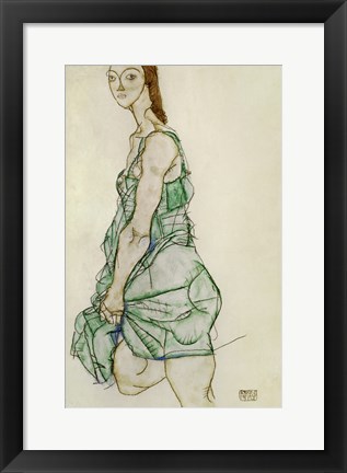 Framed Standing Woman In Green Shirt, 1914 Print