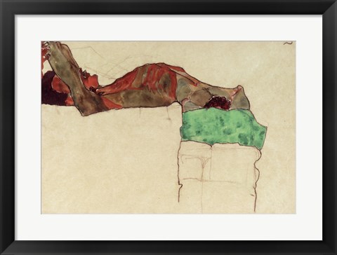 Framed Reclining Male Nude With Green Cloth, 1910 Print