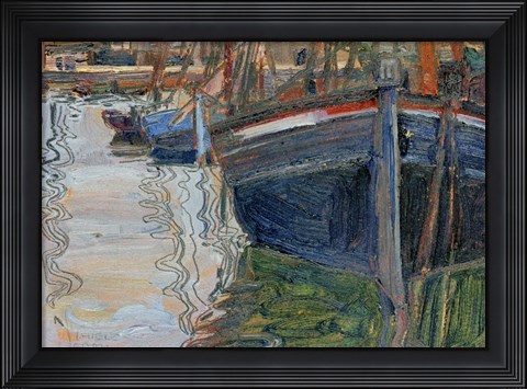 Framed Boats Mirrored In The Water, 1908 Print