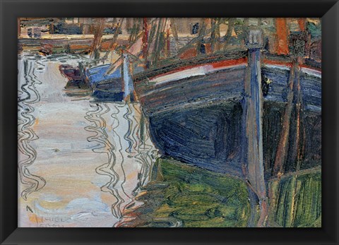 Framed Boats Mirrored In The Water, 1908 Print