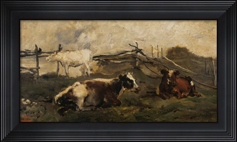 Framed Landscape With Cows Print