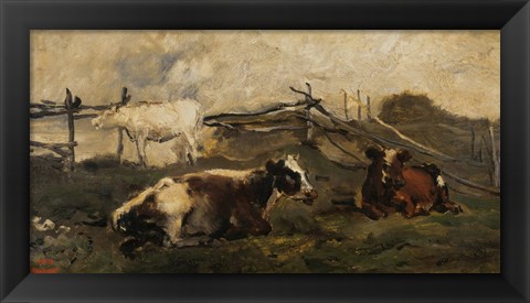 Framed Landscape With Cows Print