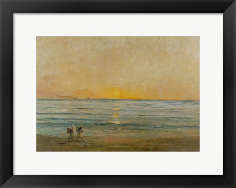 Framed Sunset With Fishermen Print