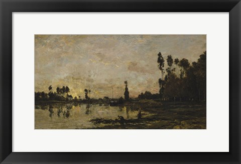 Framed Setting Sun Over The Oise, 1865 Print