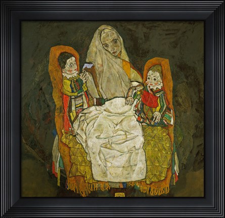 Framed Mother With Two Children, 1915 Print