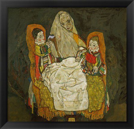 Framed Mother With Two Children, 1915 Print