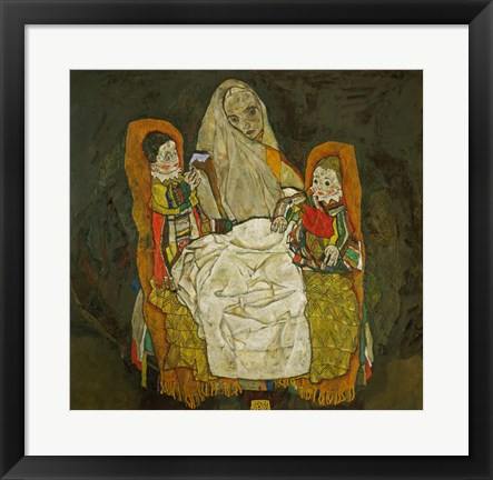 Framed Mother With Two Children, 1915 Print