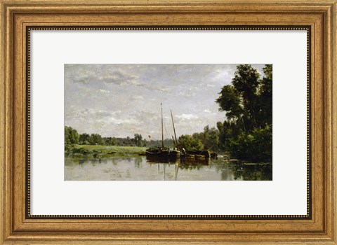 Framed Barges, 1865 Print