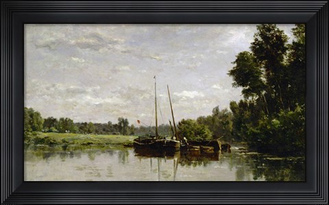 Framed Barges, 1865 Print