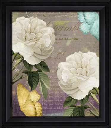 Framed White Roses Print