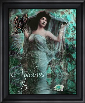 Framed Art Nouveau Zodiac Aquarius Print