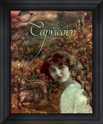 Framed Art Nouveau Zodiac Capricorn Print