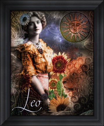 Framed Art Nouveau Zodiac Leo Print