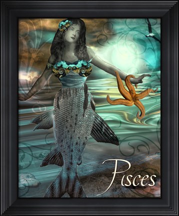 Framed Art Nouveau Zodiac Pisces Print