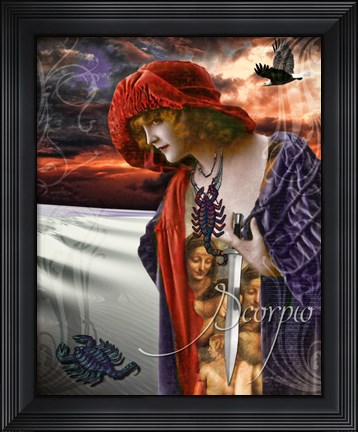 Framed Art Nouveau Zodiac Scorpio Print