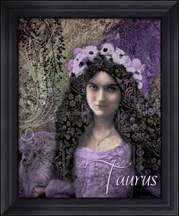 Framed Art Nouveau Zodiac Taurus Print