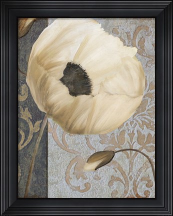 Framed Poppy Brocade I Print