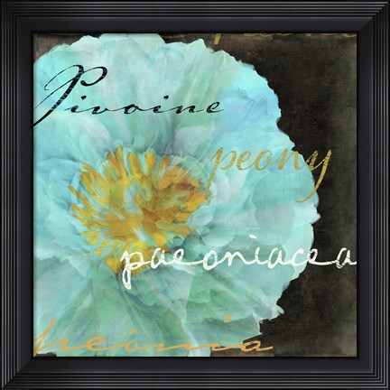 Framed Blue Peony Dark Print