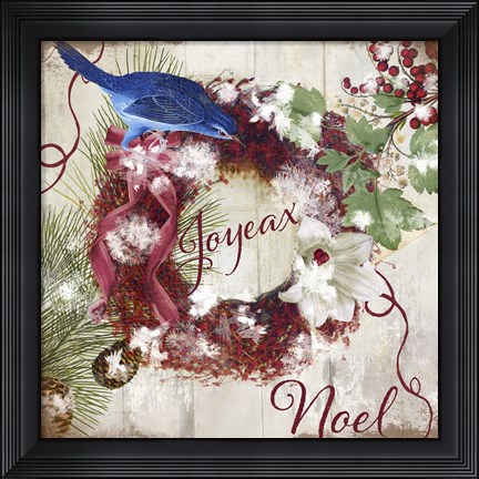 Framed Bluebird Christmas I Print