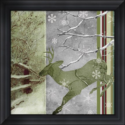 Framed Country Christmas Deer Print