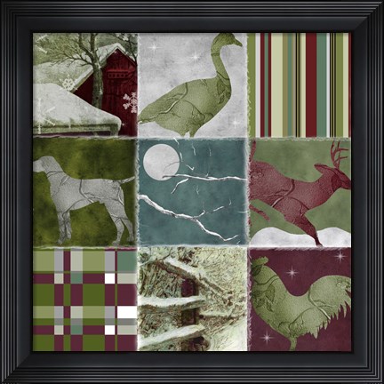 Framed Country  Christmas Nine Print