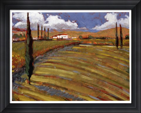 Framed Pastoral Fields I Print