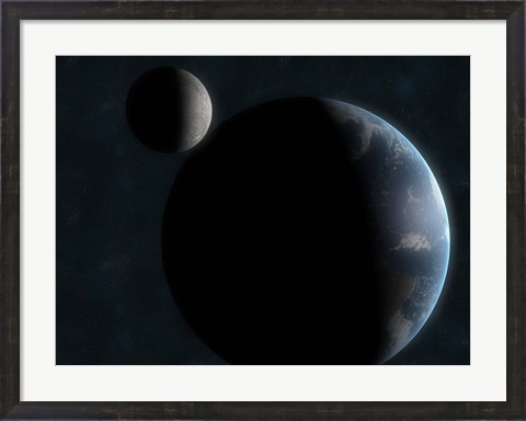Framed Earth and the Moon Print