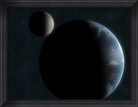 Framed Earth and the Moon Print