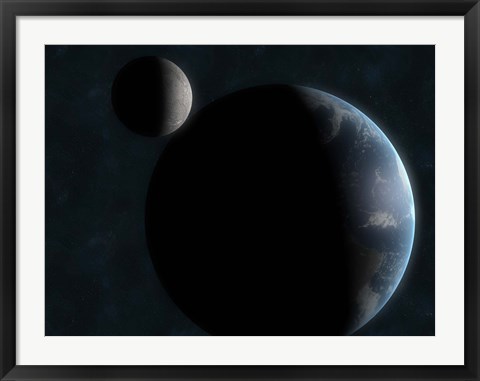 Framed Earth and the Moon Print