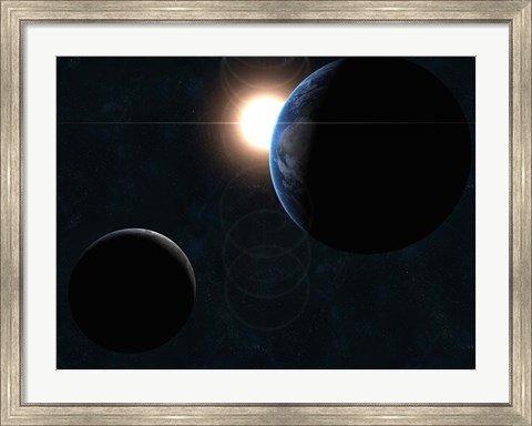 Framed Earth, Moon and Sun Print