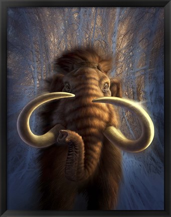 Framed Woolly Mammoth in Snow Print