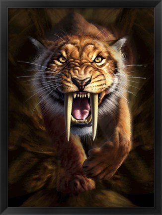 Framed Saber-toothed Tiger Print